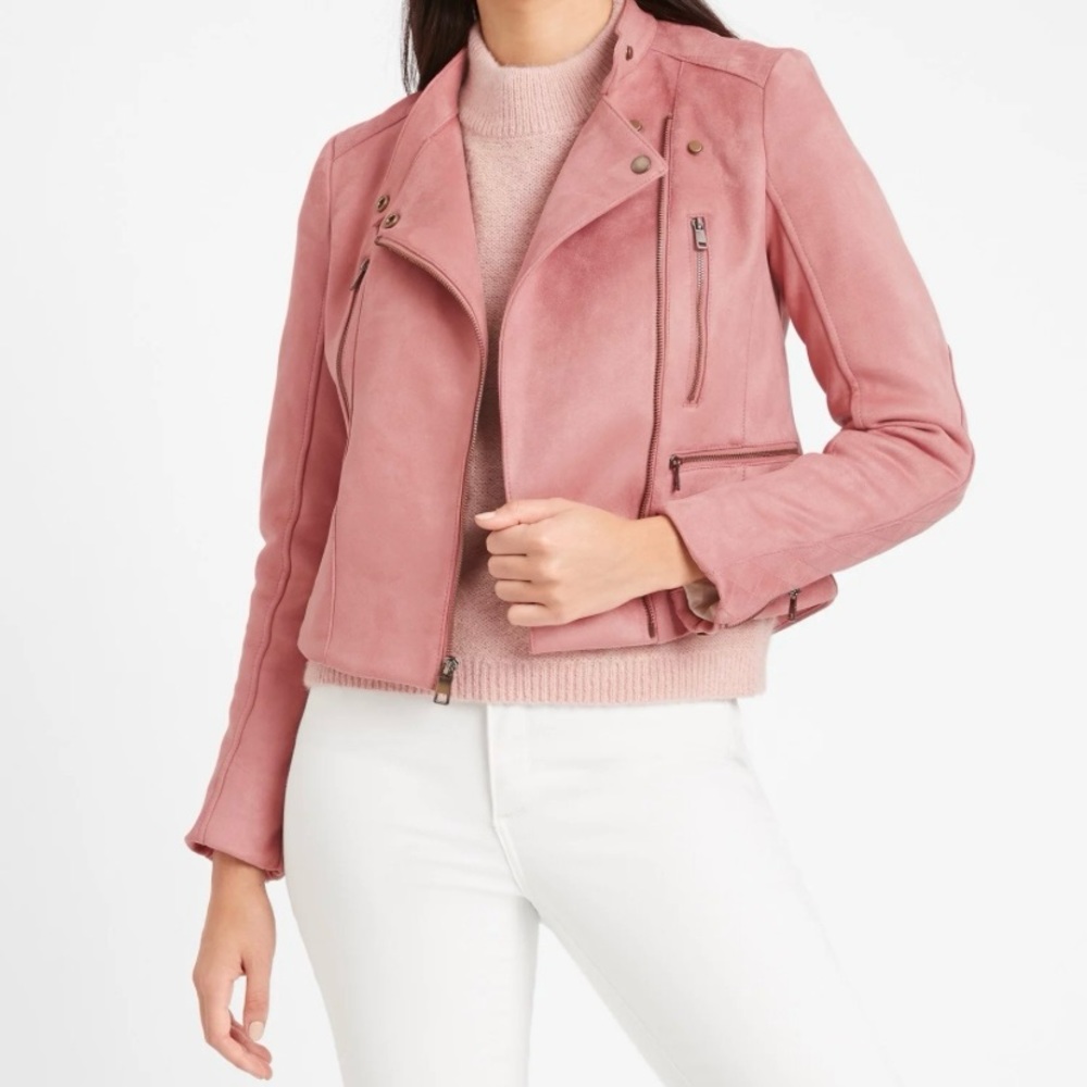 BR vegan suede moto jacket